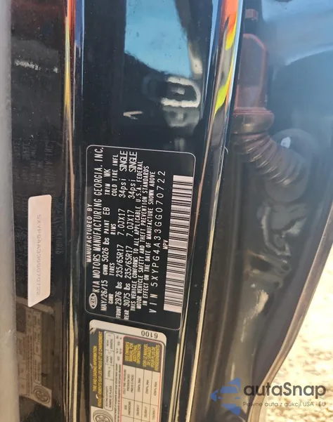 2016 Kia Sorento Lx z USA, uszkodzony, nr VIN 5XYPG4A33GG070722